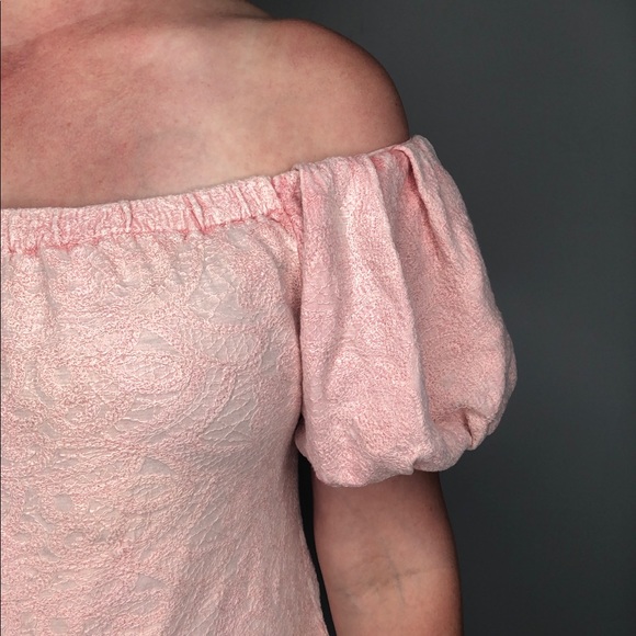 Free People top off shoulder embroidery pink small - Picture 2 of 7